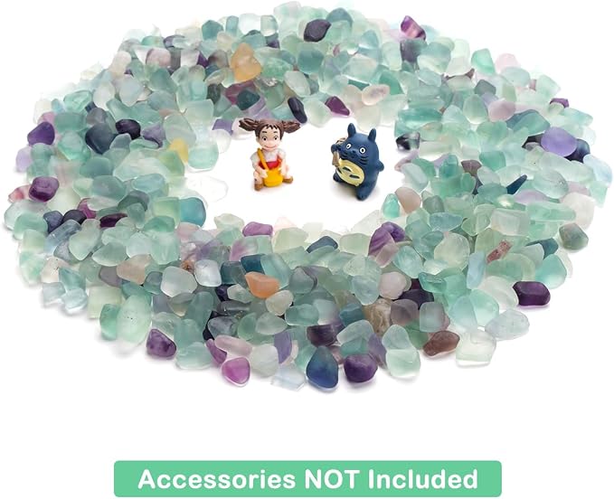 WAYBER Natural Crushed Fluorite Decorative Gemstone Gravel, 1 Lb (460g) | Toxin-free, Colorfast, Great for Reiki Healing, DIY Crafts, Vase Filler, Aquarium Landscaping & Planter Décor