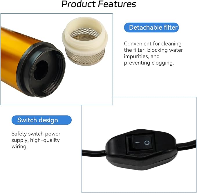 12V 80W Submersible Transfer Pump Water Diesel Oil for Auto Marine Farm | Eelectric transfer pump, 8A current, handles water,ideal for automotive, marine, agricultural irrigation and more