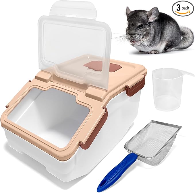 Large Chinchilla Sand Bath Container Kit Plastic Chinchillas Dust Bath House with Sand Cup and Sand Shovel Hamster Shower Room for Hedgehog Guinea Pig Squirrel and Other Small Animals（Pink）