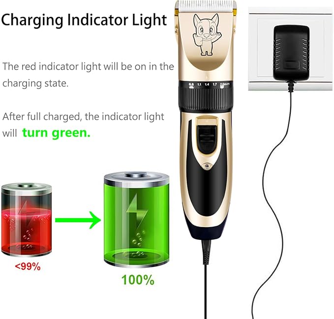 Highdas Dog Clippers for Grooming Rechargeable, Electric Dog Grooming Kit Clippers Low Noise, Cordless Quiet Dog Shaver, Pet Hair Trimmer Set for Dogs, Cats, Pets (Grey)