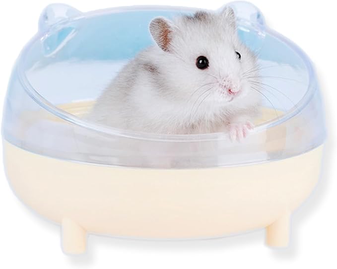 Meow&Woof Hamster Sand Bath Container & Dust-Free Bath Sand Set, 6.5" Sandbox Toilet for Hamster, Gerbil, Chinchilla, Mice – 2.2 lbs Potty Litter Sand for Small Animals (Yellow)