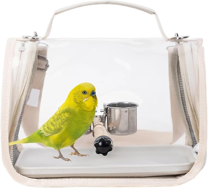 Bird Travel Carrier,Bird Transport Backpack with Perch | Hiking Cockatiel Carrier | for Parrot Parakeet Cockatiel Conure Cockatoo Outdoor Travel Camping Road Trip Vacation