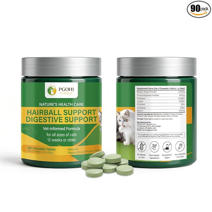 Hairball Relief Chews Tablets for Cats & Dogs Hairball
