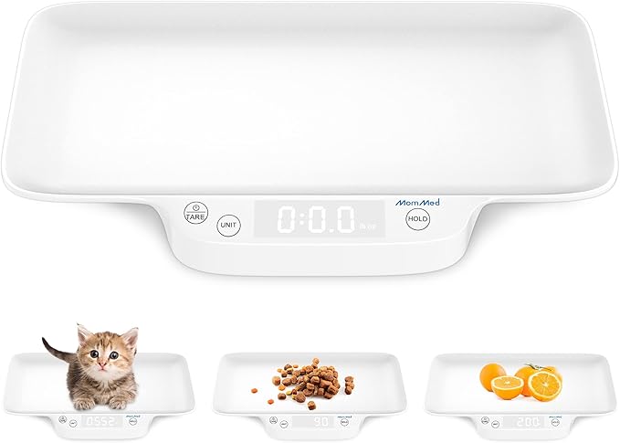 MomMed Portable Pet Scale with Hold & Tare Function, Precision Digital Scale for Newborn Puppy to 33lb