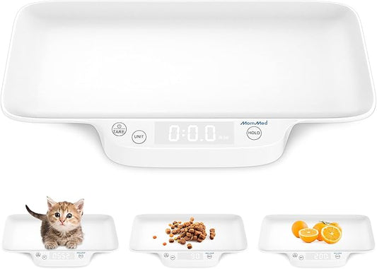 MomMed Portable Pet Scale with Hold & Tare Function, Precision Digital Scale for Newborn Puppy to 33lb
