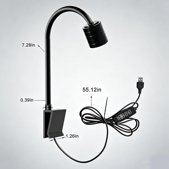 LED Aquarium Light, Fish Tank Clamp 3-Color Light with 10-Level Dimming | 3/9/12H Timer, 720° Adjustable Gooseneck, Ideal for Nano Aquarium, Freshwater & Saltwater Tanks, Plant Growth