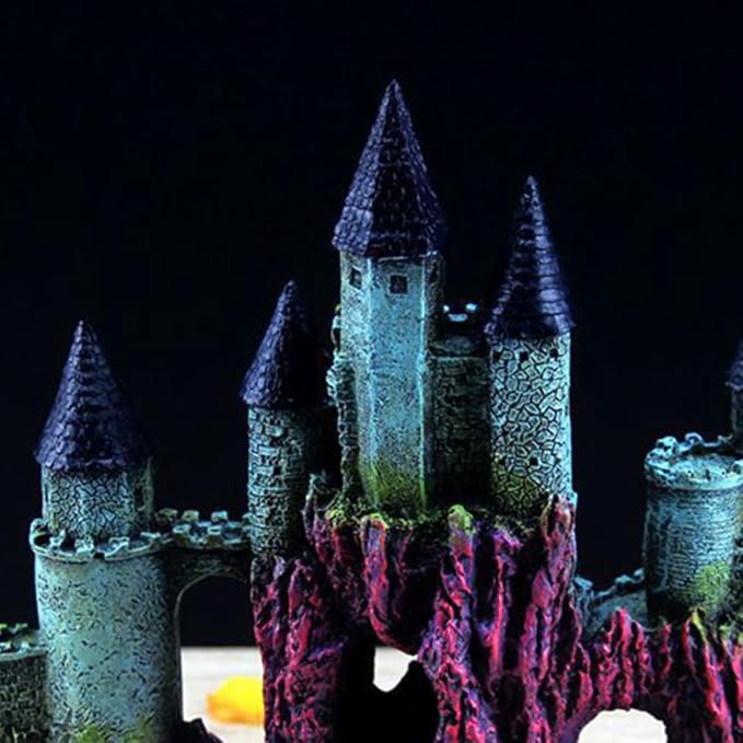 UKCOCO Simulation Castle Ornament Fish Tank Decoration Aquarium Landscaping Castle Made of Resin Easy to Clean Safe for Aquatic Fish Elegant Design and Aquarium Hideouts