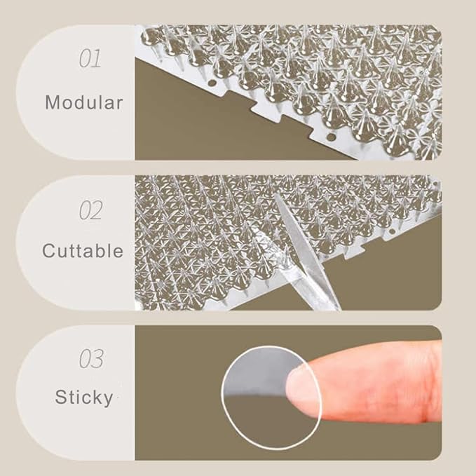 10 Packs Scat Mat for Cats, 13X16 inches Pet Deterrent Spikes, Indoor Outdoor Humane Cat Repellent Fence (Transparent)