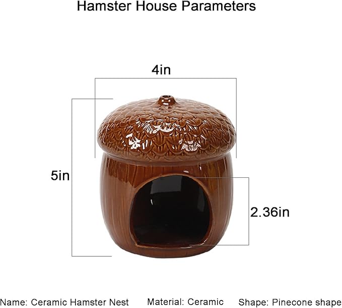 Hamster Hideout, Ceramics Hamster CageHabitat,Hamsters Houses and Hideouts for Syrian Dwarf Hamsters Guinea Gerbils Lemmings or Other Similar-Sized Small Pet Small Animal Bed (Pinecone-Shaped)