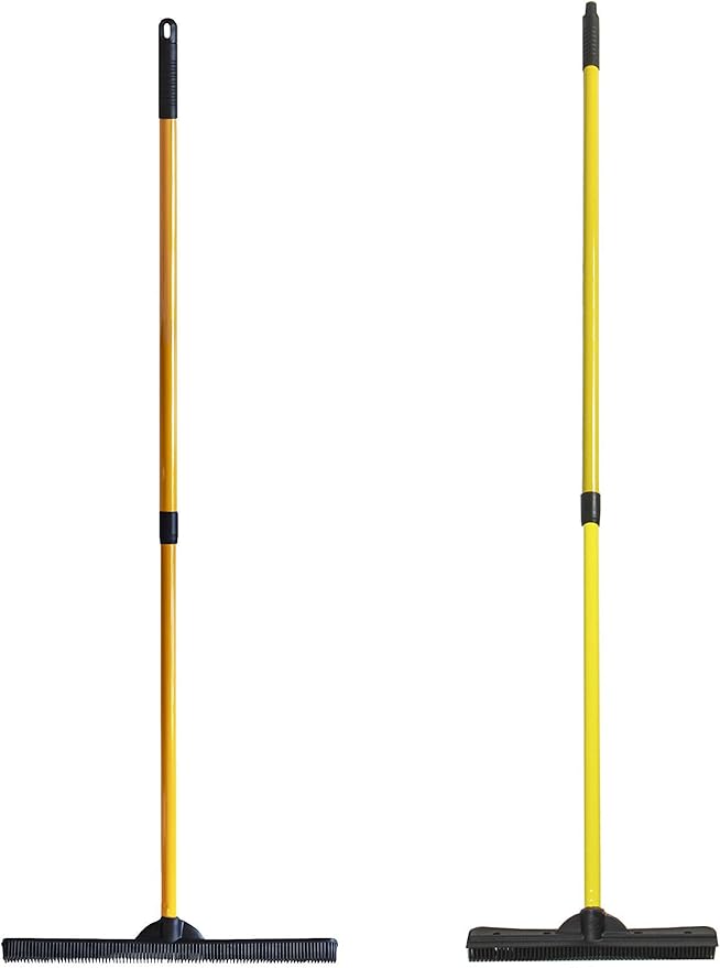 FURemover Pet Hair Removal Rubber Broom, 60" Handle 2-Piece Set