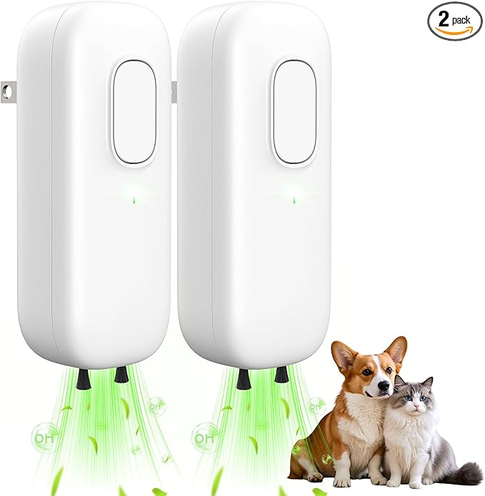 2Pack Cat Litter Deodorizer, Plug In Negative Ion Odor Eliminator, Filter-free Air Purifier for Pets, Bedroom, Office, Toilet, Wardrobe, Shoe, Quiet Portable Mini Air Purifier