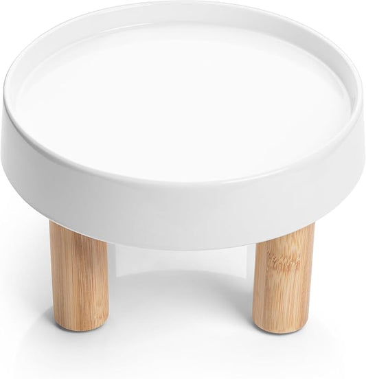 CatGuru Food Table for Cat Bowls, Elevated Feeding Station for Cat Food Bowl, Raised Stand for Food and Water Bowls, Pet Feeder for Indoor Cats, Stress Free Stand for Pet Dishes (Marshmallow, High)