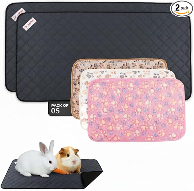 Washable Rabbit & Guinea Pig Cage Liner & Bedding for C&C 2x4 (57"x28"), 2 Pack, Easy to Clean Unlike Fleece, Waterproof, Absorbent, Non-Slip Pee Pad, Reusable Bunny Mat for Small Animals