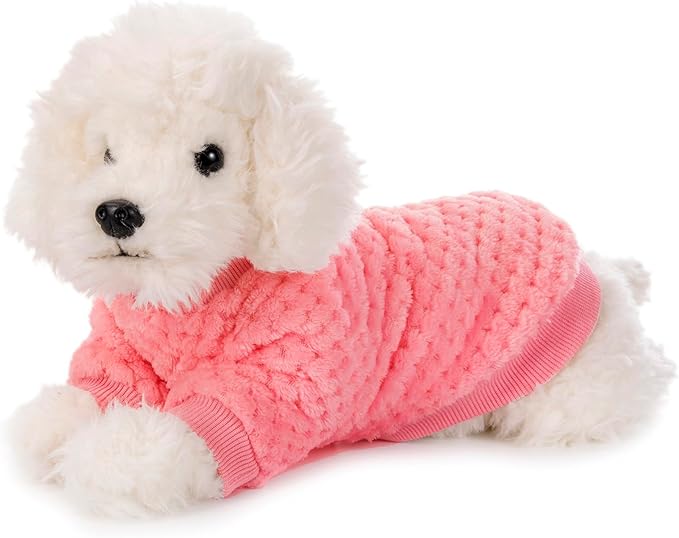 POMIU Dog Sweater, Dog Sweaters for Small Medium Dogs or Cat, Warm Soft Flannel Pet Clothes for Dogs Girl or Boy, Dog Shirt Coat Jacket (Peach+Purple+Rose, XX-Large)