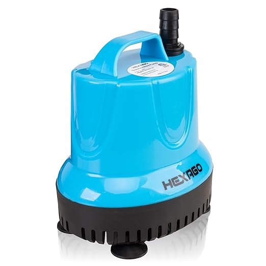 Hexago 580GPH Submersible Water Pump, 60W High Flow Fountain Pump with 9FT Max Lift, Quiet Small Sump Pump for Pond, Aquarium, Hydroponics, Waterfall, Fish Tank