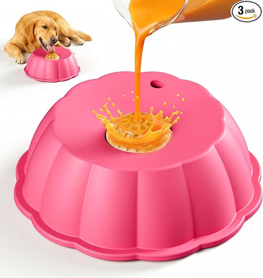 Slow Feeder Dog Bowls for Liquid Treat, Entertained Ball Dog Lick Bowl, Non-Slip Bone Broth Dog Licking Toys, 4/5 Cup Yogurt Dog Slow Feeder Bowl for Dietary Supplement/Post-op Nutrition (Pink)