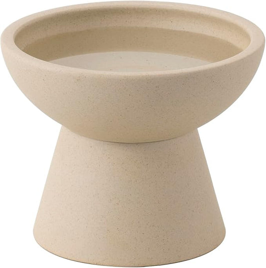 CEEFU Extra Wide Elevated Ceramic Cat Water Bowl - 6.2" Deeper Dish for Whisker Fatigue Relief, 5" Height for Easy Feeding, Lead & Cadmium Free, Durable Raised Cat Bowls, Pottery Clay (Not Glazed)