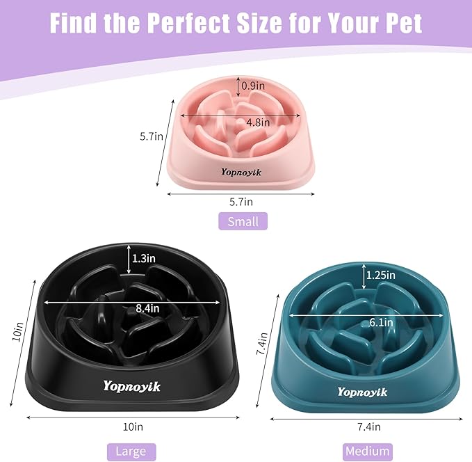 Yopnoyik Slow Feeder Dog Bowls for Healthy Eating, Non-Slip and Anti-Choking Design, Reduces Bloating & Overeating for Large Dogs, Easy to Clean