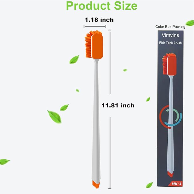 Vimvins Small Fish Tank Cleaner - Algae Scraper for Glass Aquariums - Aquarium Brush & Scrubber Tool Adapted for Cleaning Glass and Acrylic Aquariums.