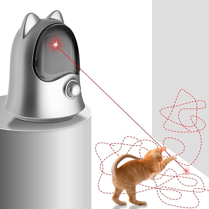 Muhhiba Cat Laser Toys for Indoor Cats, Random Trajectory Laser Cat Toy, Interactive Cat Toys for Bored Indoor Adult Cats/Kittens/Dogs (Silver)
