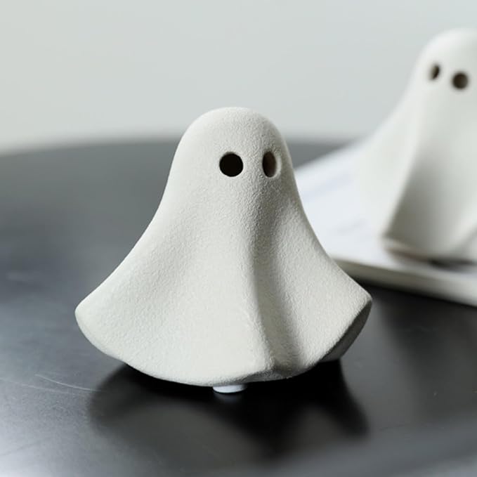 OwMell Ghost Statue Figurine, Halloween Fish Tank Decor Aquarium Decoratio | Ceramic, Non-Toxic, Ghost Small Fish Tank Ornament, Micro Landscape Decor