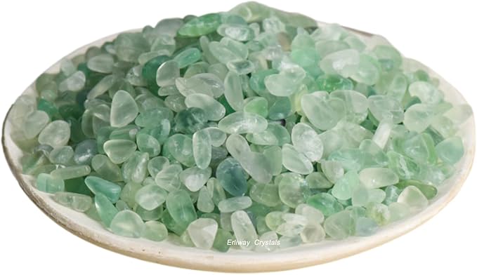 Erliway Green Fluorite Crystal Chips Bulk for Vase Filler, 0.5 lb 7-9 mm | Natural Crushed Crystal Stone for Spell Jar, Aquarium Gravel, Reiki Healing Meditation, Jewelry Making, Resin Art, Home Décor