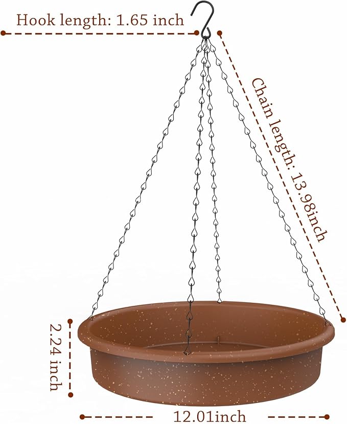 AISITIN 12 Inch Hanging Bird Bath with Solar Fountain, Outdoor Solar Powered Hanging Bird Bath Fountain, Multi-Functional Bird Basin for Drinking & Feeding, Solar Water Pump for Garden Patio Yard