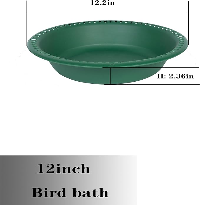 OVZILKI Bird Bath for Outside Heavy Duty, 12 inch Hanging BirdBath Bowl Only with Rust-Proof Chains, Hanging Bird Feeder for Outdoors Water Tray or Bird Seed for Garden Backyard Decor (Green 1 Pack)