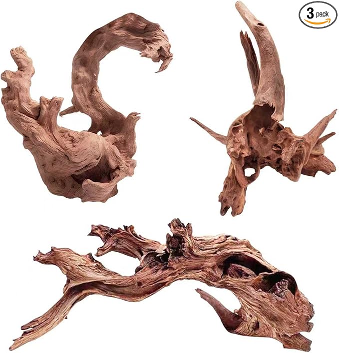 EFFIELER Natural Driftwood for Aquarium Decor – 6-10 INCH Unique Size Real Wood Branches for Fish Tank, Reptile Habitat, Terrarium, Hermit Crab, Shrimp Tank,Safe for Aquatic Pets