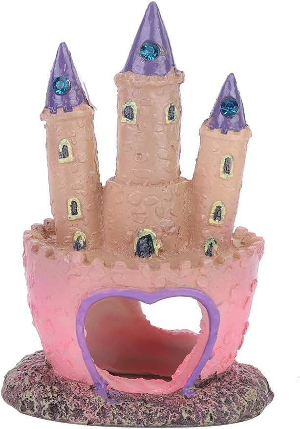 AYNEFY Aquarium Castle Decorations,Resin Cartoon Castle Shape Fish Cave Hideouts Ornaments Aquarium Landscape Decoration for Freshwater and Saltwater Fish