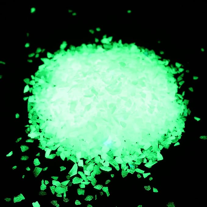 Shiny Stone Glow in Dark Aquarium Gravel Sand, Yellow Green, 3-5mm | Neon, 305g/0.67lbs, For Fish Tank and Fairy Garden, Decorative Rocks, Home Decor