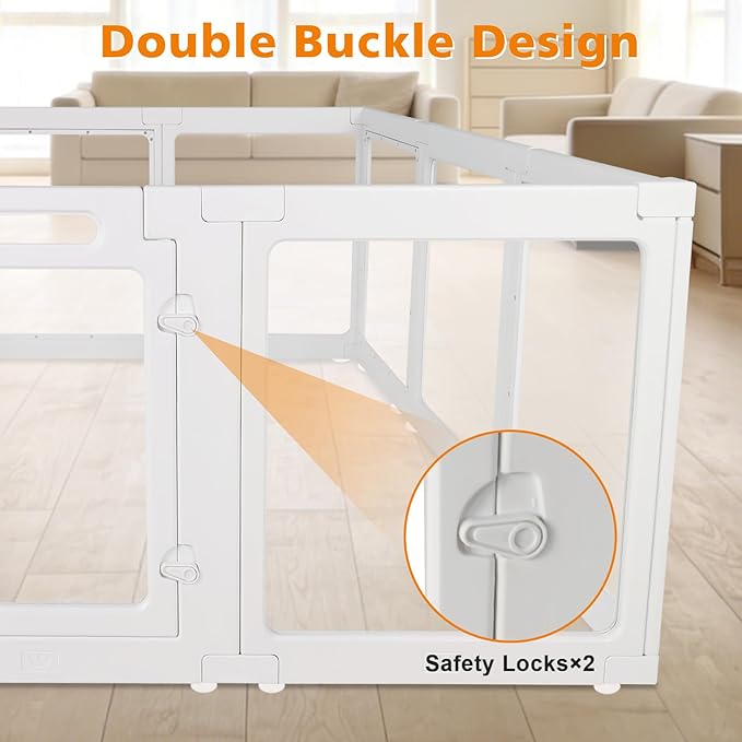 Clear Acrylic Plastic Dog Playpen with Door, 23.6"H Transparent DIY Puppy Cat Pet Play Pen, Modular Fence for Dog, Cat, Pig, Rabbit, Ferret, Easy Assemble Dog House Crate Kennel Whelping Cage