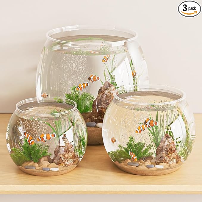3pcs Plastic DIY Fish Bowls - 640oz/135oz Round Clear Fish Tanks 5 Gallon Aquarium, Hydroponic Planter, and Multi-Use Container for Flower Vase, Carnival Prizes, Party Centerpieces, and Home Decor