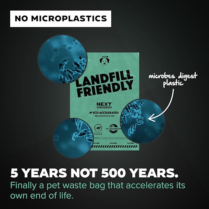 Doggy Do Good Next Pet Waste Bags, Landfill Friendly Recycled Plastic Unscented Dog Poop Bags for Dogs, Thick & Leakproof, Strong, Earth Friendly Poop Bags, 300 Count
