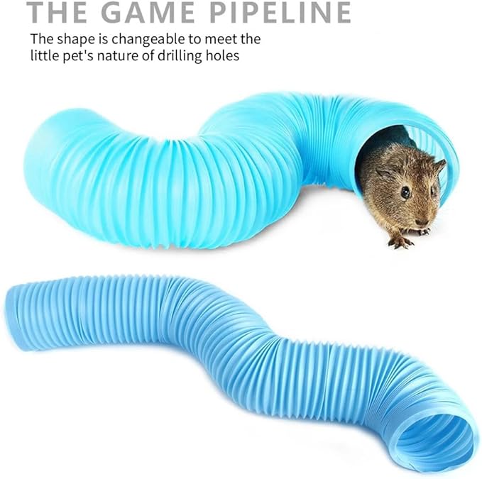 2 Pack Hamster Tunnel Ferrets Fun Tunnels Foldable Exercising Training Tubes Hideout Pipe Toy for Guinea Pigs Chinchillas Gerbils Mouse Rabbit Small Animal Pet Rats