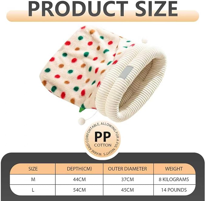 Cat Winter Sleeping Bag Soft Warm Cozy Pet Bed Sack for Indoor Cats or Small Dogs Durable Washable Sleeping Pad (Polka, Medium)