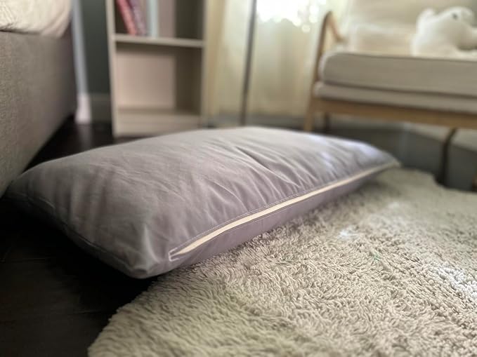 Natural Cotton Canvas Dog Bed – Raw Cotton Filled Pet Cushion Insert, Breathable Eco-Friendly Dog Mattress, Durable Washable Cover with Zipper (Blue Gray, Medium 42"x29"x4")