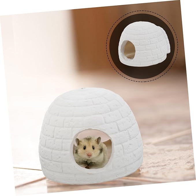 Generic Ceramic Hamster Hideout Small Cooling Igloo Nest Hut for Small Animals Pet House Refreshing Shelter with Unique Design