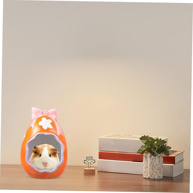 Ceramic Hamster Hide House Small Pet Shelter for Guinea Pigs and Hamsters Decorative Cartoon Nest for Sleeping and Playing Cooling Hideout for Small Animals