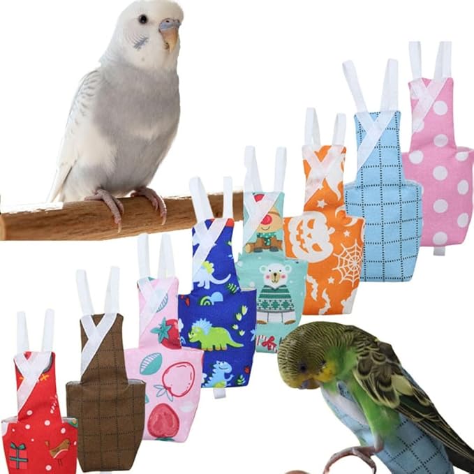 4pcs Bird Diaper Parrot Flight Suit with Waterproof Inner Layer Pigeon Pants Parrot Nappy Reusable Cockatiel Clothes Adjustable for Parakeet Mini Macaw Budgie Canary - color1 S