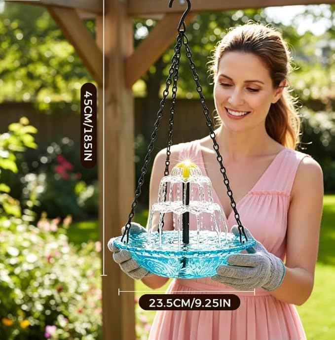 Solar Cascade Hanging Bird Bath Fountain, 2026 New Hanging Bird Bath with Flowing Water for Outdoors Garden Patio Backyard Lawn Decor (Purple)