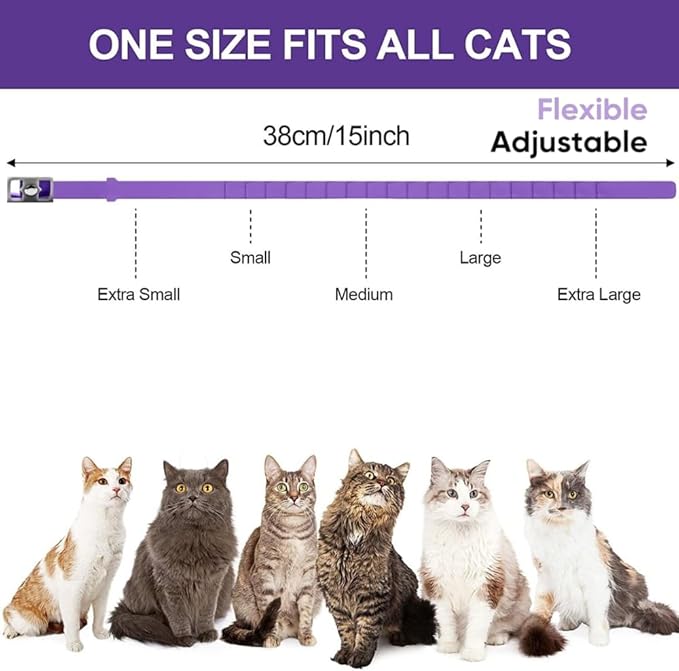 4 Pack - Cat Calming Collar for 120 Days of Calm; Cat Pheromones Help Anxiety Relief, Reduce Stress, Scratching, Meowing, Urine Marking; Indoor or Outdoor Cats; Long-Lasting Breakaway Design
