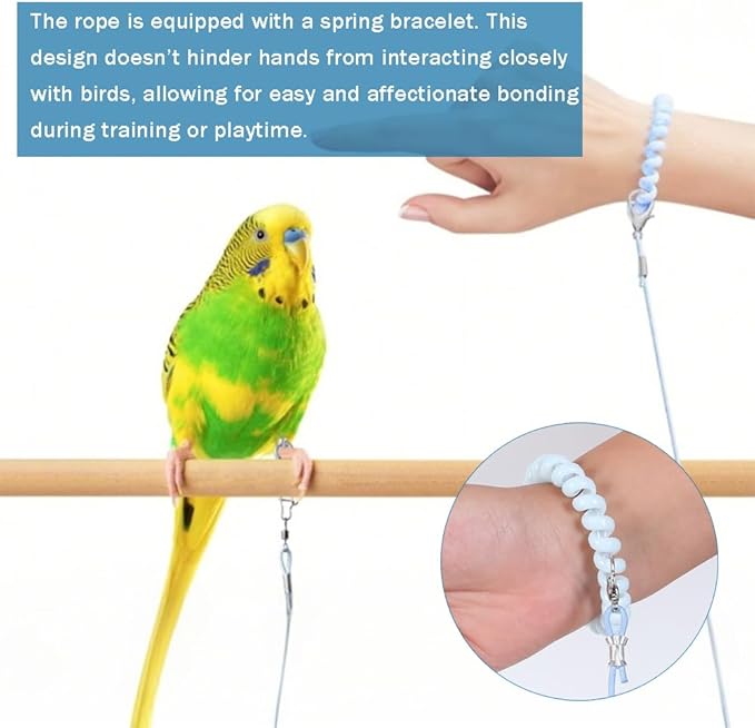 OULIGET Parrot Flying Training Rope with 5 Size Bird Foot Ring,Outdoor Flying Kit Bird Traction Rope,Training Toy Prevent Escaping for Cockatiels Birds Pigeon