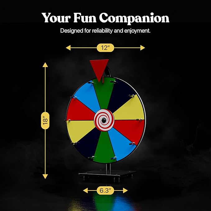T-SIGN 12 Inch Heavy Duty Spinning Prize Wheel - 10 Slots Color Tabletop Roulette Spinner Wheel of Fortune - Spin The Wheel with Dry Erase Marker and Eraser Win The Fortune Spin Game for Trade Show