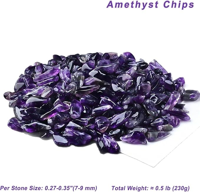 Erliway Deep Amethyst Crystal Chips Bulk for Vase Filler, 0.5 lb 7-9mm | Natural Crushed Crystal Stone for Spell Jar, Aquarium Gravel, Reiki Healing Meditation, Jewelry Making, Resin Art, Home Décor