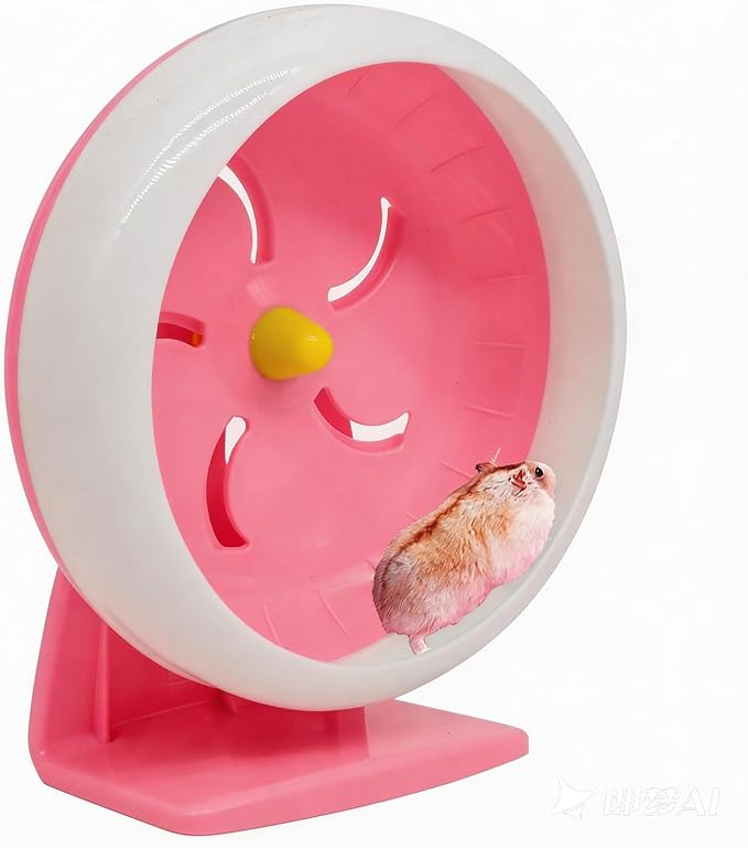 Hamster Wheel, 7 inch Silent Hamster Exercise Running Wheel with Stand,Pet Small Animals Exercise Running Toys,Adjustable Quiet Spinner for Guinea Pigs, Sugar Gliders, Gerbils (Pink)