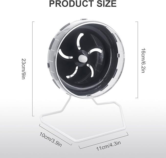 Hamster Wheel Treadmill Wheel, Silent Hamster Exercise Wheels, Freely Adjustable in Height Or Assembled in Cage, for Hamsters or Other Small Animals - Black