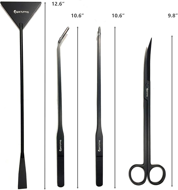 Aquarium Tweezers, Capetsma Stainless Steel Aquarium Plant Tools Long Aquascaping Tools Scissors Spatula Aquatic Plants Tool Set For Freshwater and Saltwater