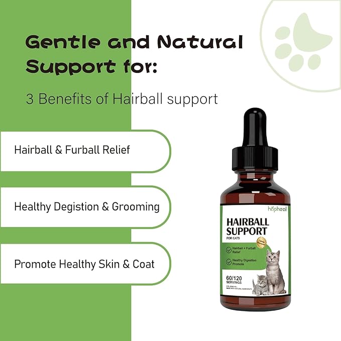 Cat Hairball Support Drops, Digestive Aid, Furball Treatment, Hairball Cat Treats for Skin & Coat, Digestion, Nutrient Absorption(2PACK)