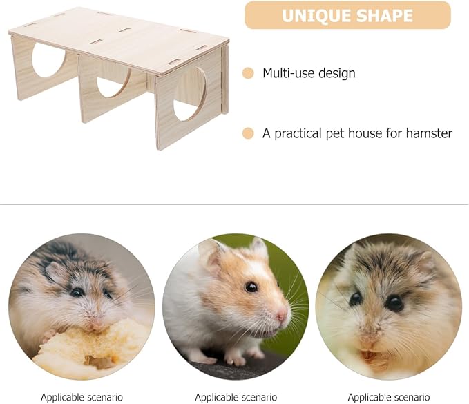 Gadpiparty Hamster Houses and Hideouts, Multi Chamber Hamster Hideout, with Two Rooms, Wood Cabin and for Guinea Pigs, Mice, Rats, and Small Pets - Toy for Play and Rest